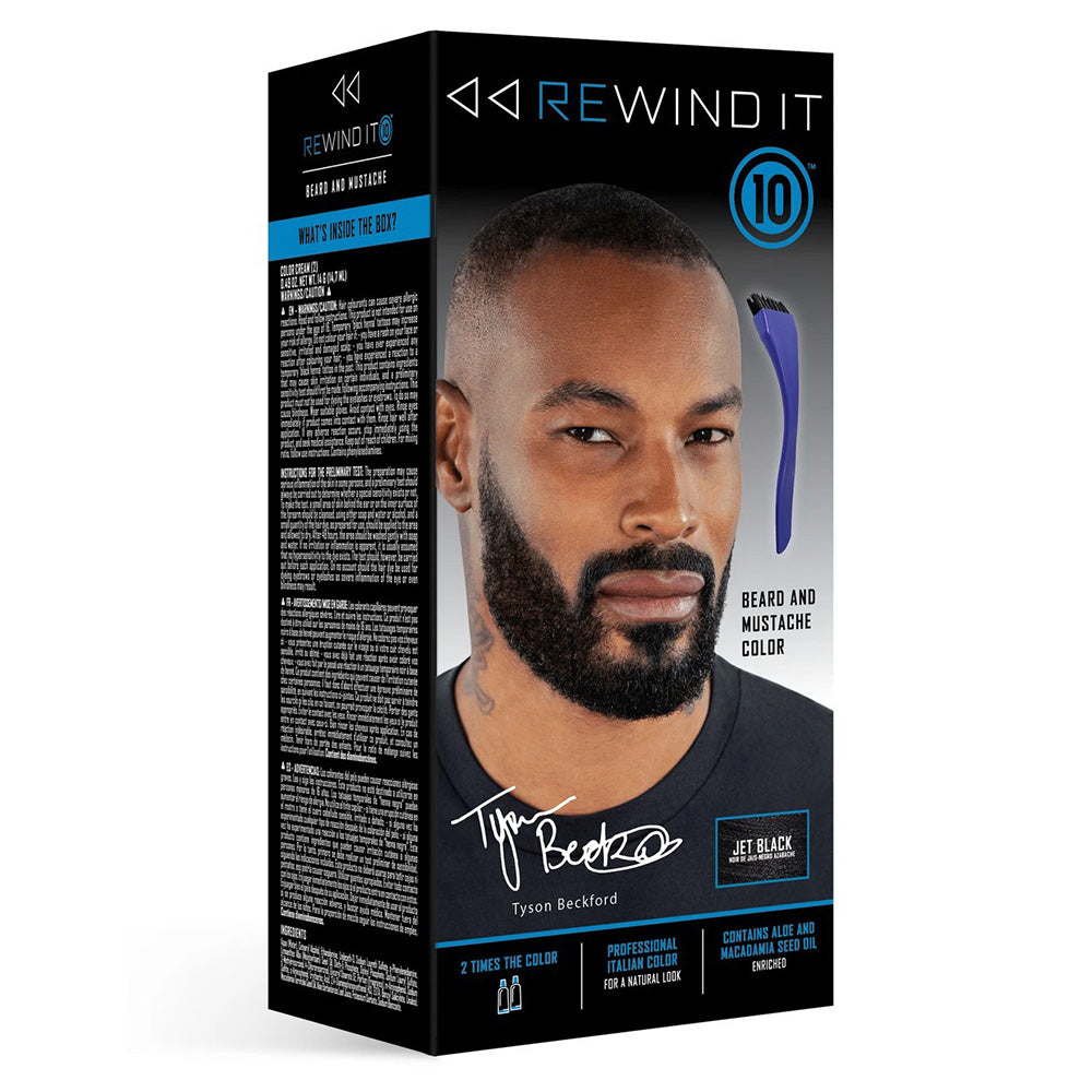 Rewind It 10 Jet Black Beard and Mustache Color with Aloe and Macadamia Seed Oil 1Ea